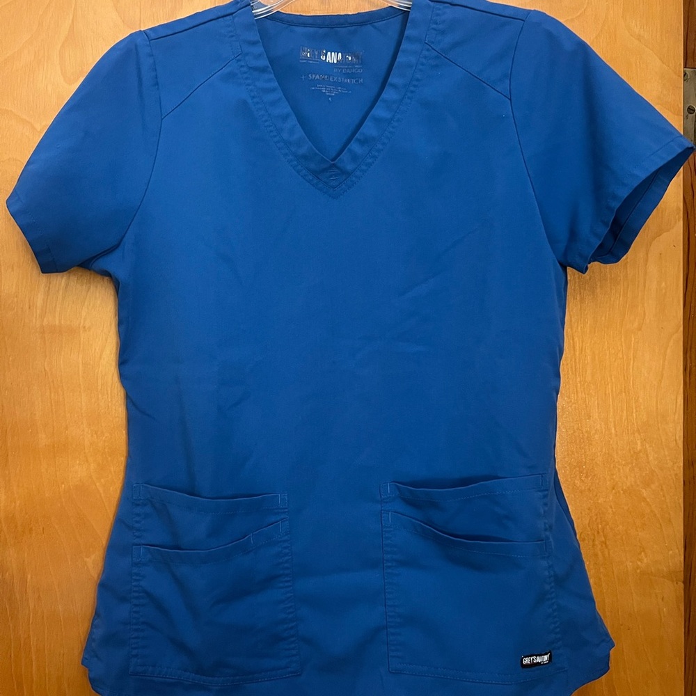 Grey's Anatomy Royal Blue Women's Short Sleeve Scrub Top